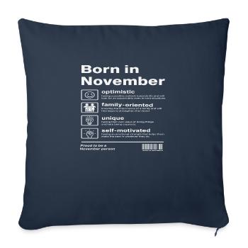 Né en novembre - Housse de coussin décorative 45 x 45 cm - bleu marine - Devant