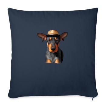 Doberman Dresseur Doberman Doberman Puppy Dog - Housse de coussin décorative 45 x 45 cm - bleu marine - Devant
