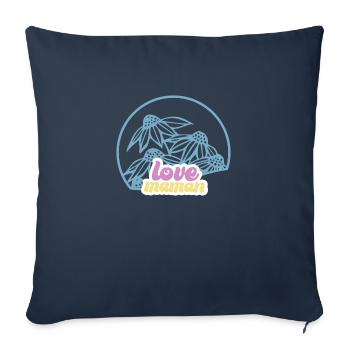 SA015 ecusson floral 1 - Housse de coussin décorative 45 x 45 cm - bleu marine - Devant