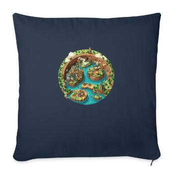 Carte du monde de jeu - Jump and Run - Housse de coussin décorative 45 x 45 cm - bleu marine - Devant