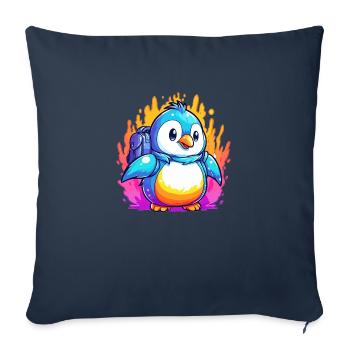 Penguin on the move - Sofa pillowcase 17,3'' x 17,3'' (45 x 45 cm) - navy - Front