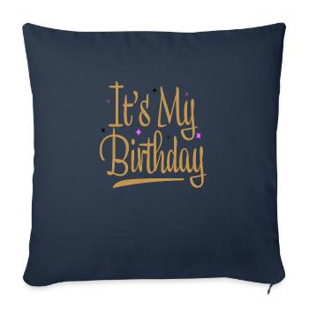 C’est mon anniversaire - Housse de coussin décorative 45 x 45 cm - bleu marine - Devant