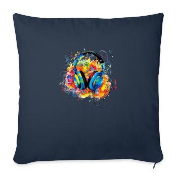 Colorful Music Enjoyment - Headphone Design - Sofa pillowcase 17,3'' x 17,3'' (45 x 45 cm) - navy - Front