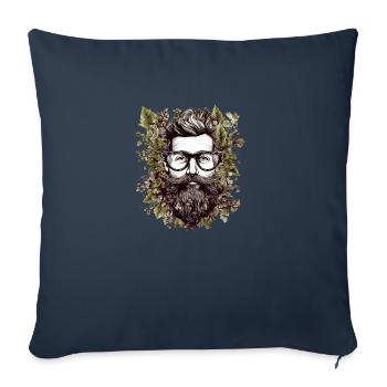 Hipster illustration framed with leaves - Sofa pillowcase 17,3'' x 17,3'' (45 x 45 cm) - navy - Front