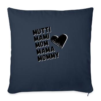 Mama Mutti Maman / Fête des mères / Cadeau d’anniversaire - Housse de coussin décorative 45 x 45 cm - bleu marine - Devant