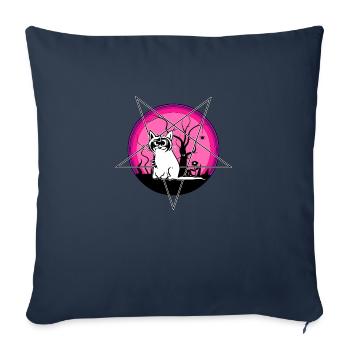 Loona Black Metal Chat - Housse de coussin décorative 45 x 45 cm - bleu marine - Devant