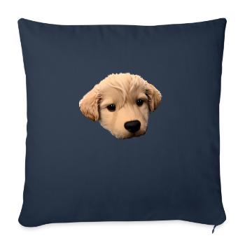 Labrador, propriétaire du chiot Labrador Retriever - Housse de coussin décorative 45 x 45 cm - bleu marine - Devant