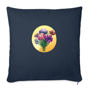 Blumen Blumenstrauß Floristik - Sofakissenbezug 45 x 45 cm - Navy - Vorne