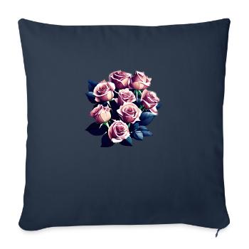 Blumen Blumenstrauß Rosen Floristik - Sofakissenbezug 45 x 45 cm - Navy - Vorne
