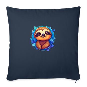 Paresseux mignon - Housse de coussin décorative 45 x 45 cm - bleu marine - Devant