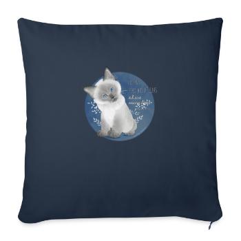 "Le plus petit des félins est une oeuvre d'art" il - Housse de coussin décorative 45 x 45 cm - bleu marine - Devant