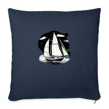 sailing, sailing, sailing, sailing ship, sailboat - Sofa pillowcase 17,3'' x 17,3'' (45 x 45 cm) - navy - Front