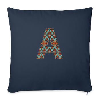 Buchstabe A- Boho-Design - Sofakissenbezug 45 x 45 cm - Navy - Vorne