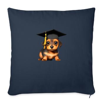 Bachelor School Leaving Certificate Dachshund Dog Study - Sofa pillowcase 17,3'' x 17,3'' (45 x 45 cm) - navy - Front