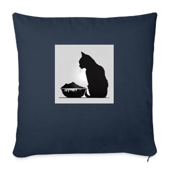 Silent Shadows : Le mystère du chat noir - Housse de coussin décorative 45 x 45 cm - bleu marine - Devant