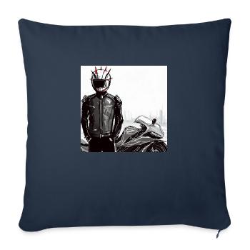 Dessin au crayon de moto - Housse de coussin décorative 45 x 45 cm - bleu marine - Devant