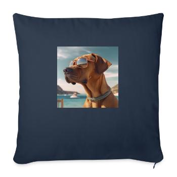 Rhodesian Ridgeback portant des lunettes de soleil en vacances - Housse de coussin décorative 45 x 45 cm - bleu marine - Devant