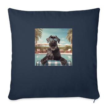 Schnauzer géant avec lunettes de soleil en vacances - Housse de coussin décorative 45 x 45 cm - bleu marine - Devant