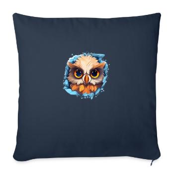 Hibou vigilant mignon | Hibou de nuit - Housse de coussin décorative 45 x 45 cm - bleu marine - Devant