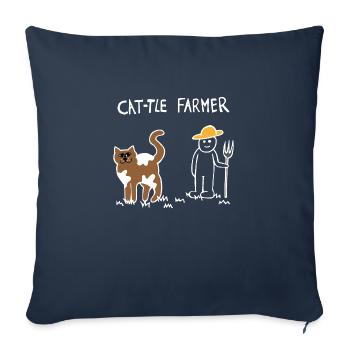 Éleveur de chats bovins (blanc) - Housse de coussin décorative 45 x 45 cm - bleu marine - Devant