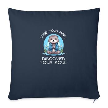 Yoga Méditation Démarrez votre thé Zen Otter - Housse de coussin décorative 45 x 45 cm - bleu marine - Devant