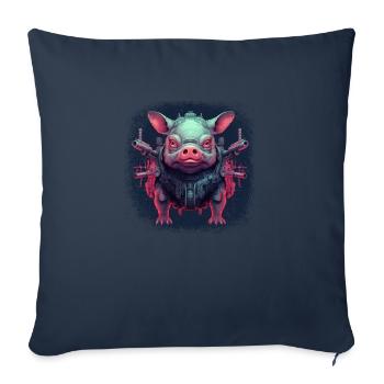 cute pig birthday truffle pig littlemandyart - Sofa pillowcase 17,3'' x 17,3'' (45 x 45 cm) - navy - Front