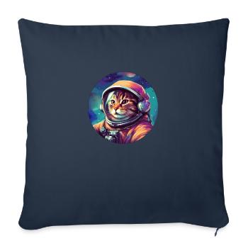 Cosmic Cat Explorer - Housse de coussin décorative 45 x 45 cm - bleu marine - Devant