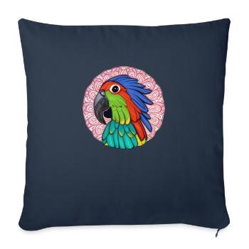 beau perroquet lumineux | - Housse de coussin décorative 45 x 45 cm - bleu marine - Devant