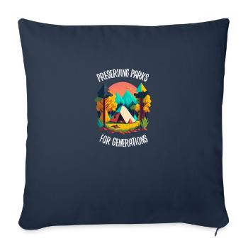 Nature, Faune, Plein air, Forêt, Camping, Randonnée, Thé - Housse de coussin décorative 45 x 45 cm - bleu marine - Devant