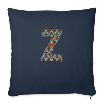Lettre Z- design boho, monogramme coloré - Housse de coussin décorative 45 x 45 cm - bleu marine - Devant
