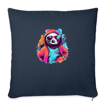 Cooles Faultier mit Sonnenbrille - Sofakissenbezug 45 x 45 cm - Navy - Vorne