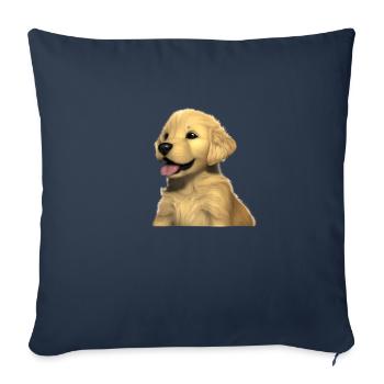 Propriétaires de chiens Golden Retriever chiots chiens - Housse de coussin décorative 45 x 45 cm - bleu marine - Devant