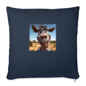 âne fou - Housse de coussin décorative 45 x 45 cm - bleu marine - Devant