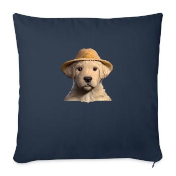 Propriétaires de chiens Golden Retriever chiots chiens - Housse de coussin décorative 45 x 45 cm - bleu marine - Devant