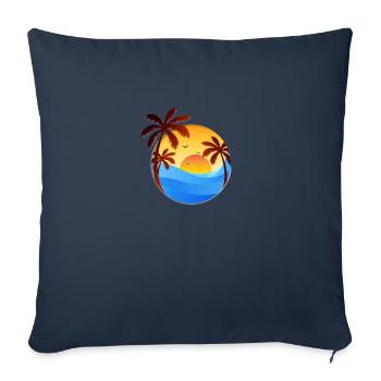 Fond plat de coucher de soleil avec des palmiers - Housse de coussin décorative 45 x 45 cm - bleu marine - Devant