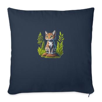 Petit lynx - Housse de coussin décorative 45 x 45 cm - bleu marine - Devant
