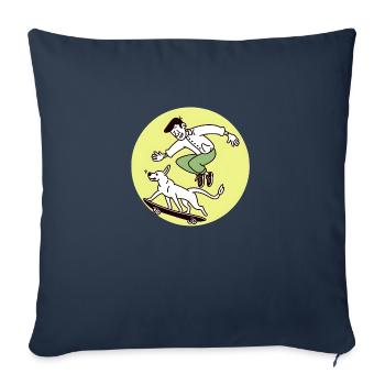 Skateboarder & verspielter Hund - Sofakissenbezug 45 x 45 cm - Navy - Vorne