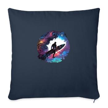 Surfeur sur la galaxie - Housse de coussin décorative 45 x 45 cm - bleu marine - Devant