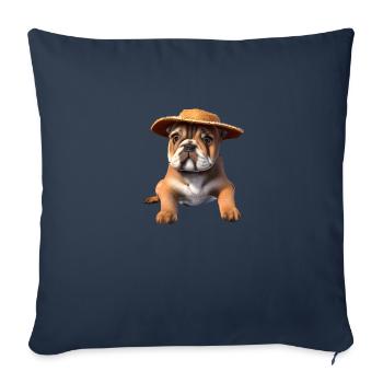 Chien Bulldog Chiens Propriétaires de chiens Propriétaires de chiens - Housse de coussin décorative 45 x 45 cm - bleu marine - Devant