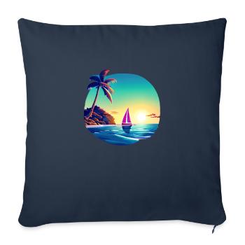 voilier voilier voilier voilier voilier voilier - Housse de coussin décorative 45 x 45 cm - bleu marine - Devant