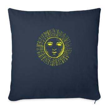 sun face spirit neon yellow sun god yoga - Sofa pillowcase 17,3'' x 17,3'' (45 x 45 cm) - navy - Front