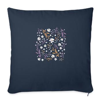 Motif floral fleuri Violet - Housse de coussin décorative 45 x 45 cm - bleu marine - Devant