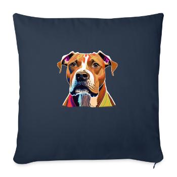Chien American Staffordshire Terrier - Housse de coussin décorative 45 x 45 cm - bleu marine - Devant