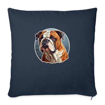 Chien bouledogue anglais race chien - Housse de coussin décorative 45 x 45 cm - bleu marine - Devant