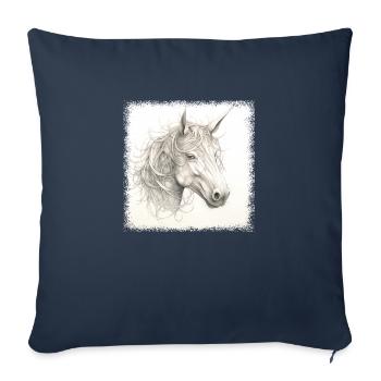 Love Cartoon Licorne B Jour Cadeau Dragon Câlin Licorne - Housse de coussin décorative 45 x 45 cm - bleu marine - Devant