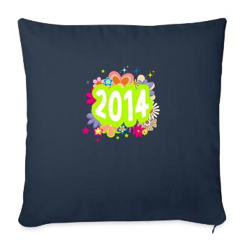 Année 2014 anniversaire Groovy floral - Housse de coussin décorative 45 x 45 cm - bleu marine - Devant