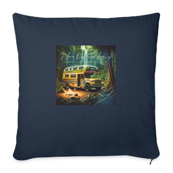 T-shirt et slogan de camping camping-car que j’aime le plein air - Housse de coussin décorative 45 x 45 cm - bleu marine - Devant