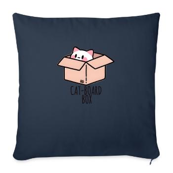 Chat curieux dans une boîte - Housse de coussin décorative 45 x 45 cm - bleu marine - Devant