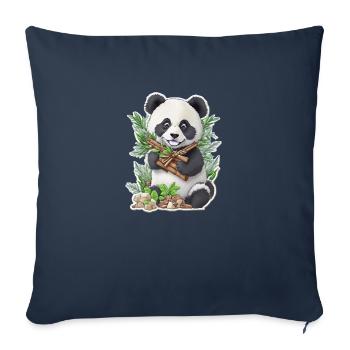 Panda Bär ißt Bambus - Sofakissenbezug 45 x 45 cm - Navy - Vorne
