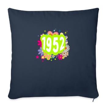 Année 1952 anniversaire Groovy floral - Housse de coussin décorative 45 x 45 cm - bleu marine - Devant